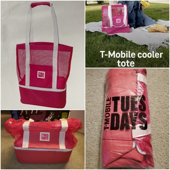 NEW T-Mobile Beach Cooler Tote Bag Insulated Mesh Drink Cold Carrier NIP - Picture 1 of 12
